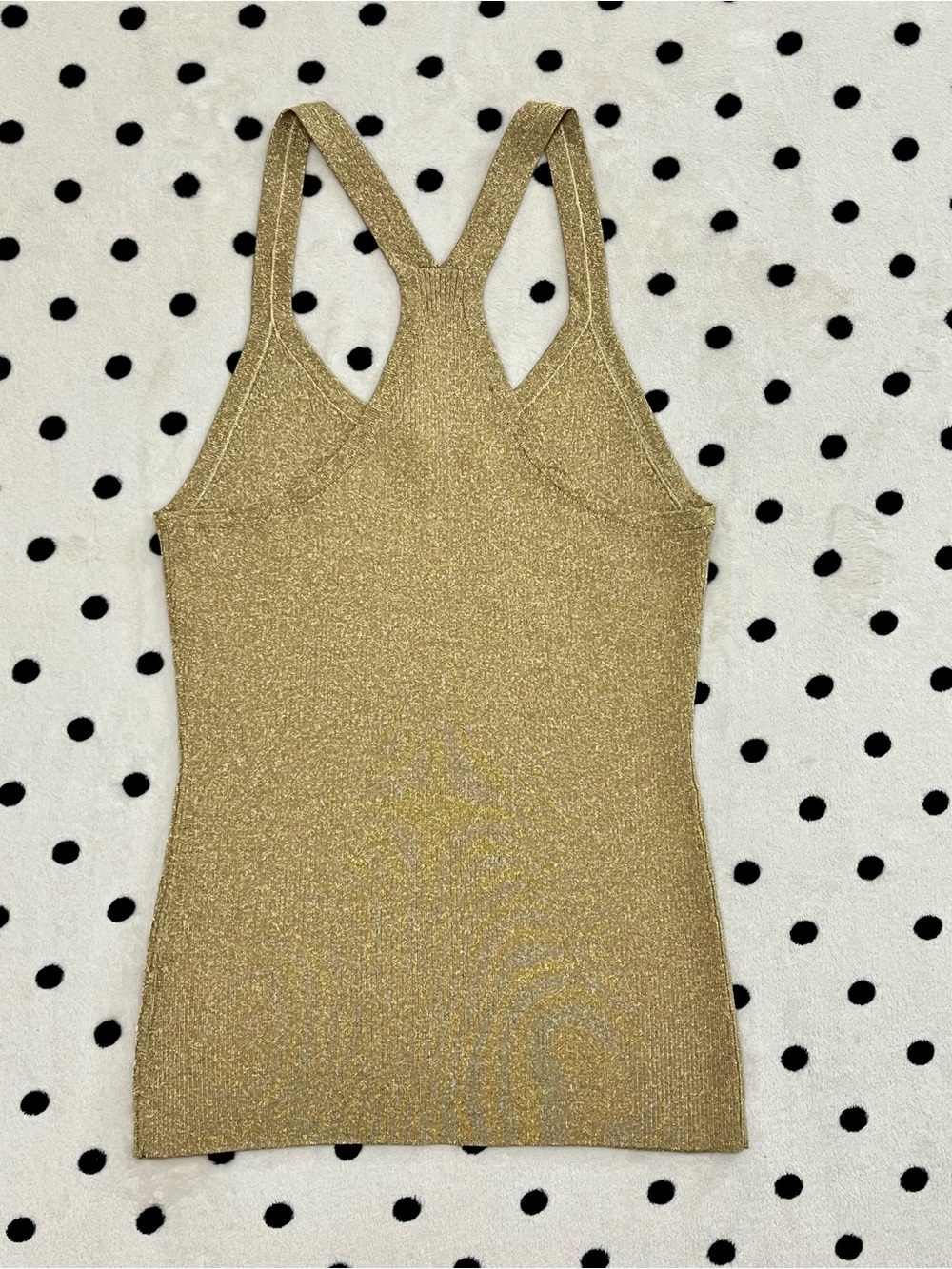 Michael Kors Collection Gold Ribbed Racerback Tank Top Size L - Picture 9 of 10